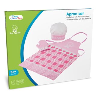 Kookschort met koksmuts en ovenwant - roze